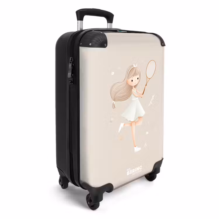 Meisje speelt tennis in beige kleuren NBS - Handbagage koffer - Volwassenen Unisex middel -productfoto_3d