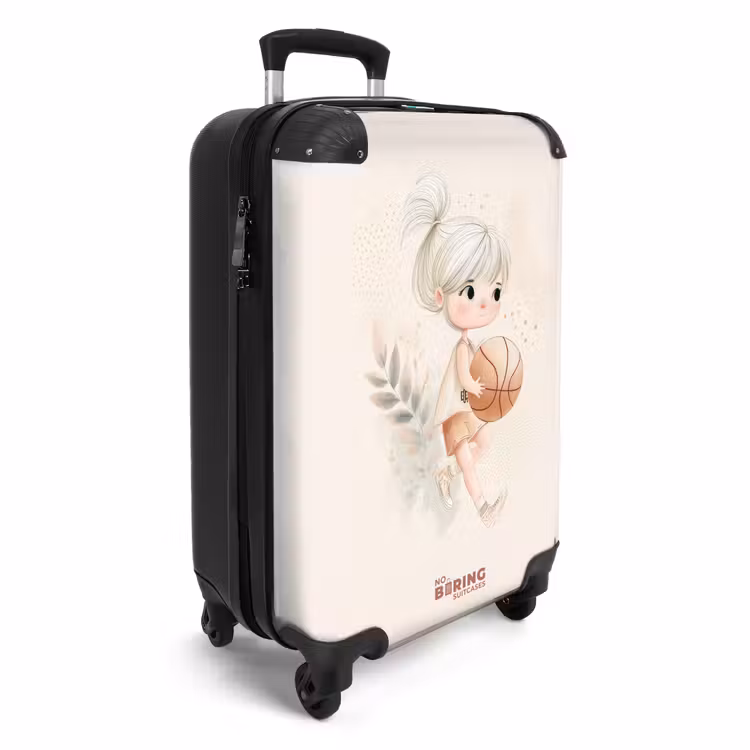 Meisje met een basketbal in neutrale kleuren. NBS - Handbagage koffer - Volwassenen Unisex middel -productfoto_3d