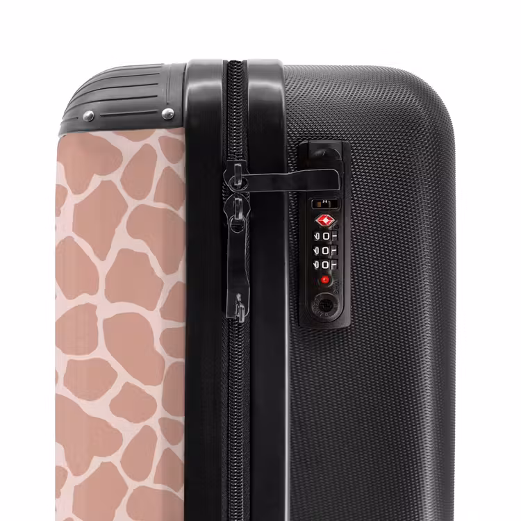 Girraffenpatroon op lichtroze NBS - Handbagage koffer - Volwassenen Unisex middel -slot