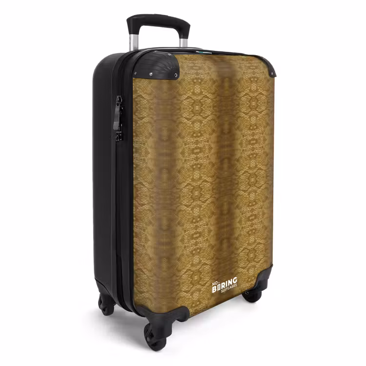 Goud gele slangenhuid met symmetrische schubstructuur NBS - Handbagage koffer - Volwassenen Unisex middel -productfoto_3d
