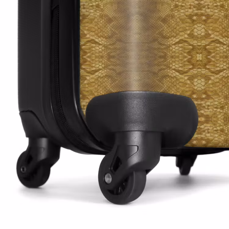 Goud gele slangenhuid met symmetrische schubstructuur NBS - Handbagage koffer - Volwassenen Unisex middel -wiel
