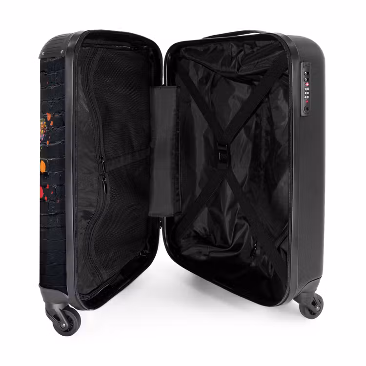 Graffiti vlinder met felle kleuren NBS - Handbagage koffer - Unisex middel -binnenkant