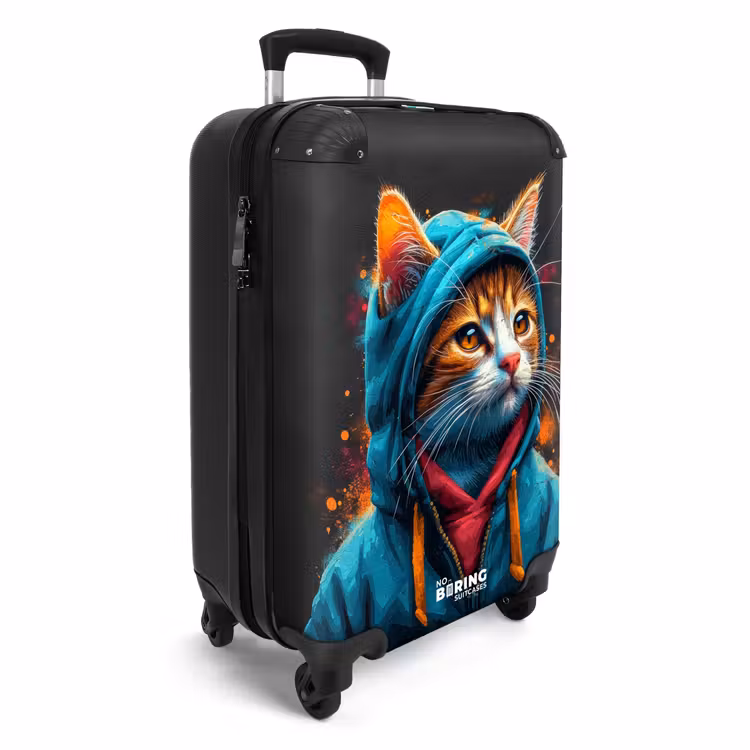 Graffiti kat met blauw vest NBS - Handbagage koffer - Unisex middel -productfoto_3d