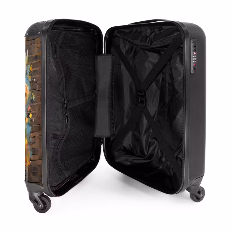 Graffiti schotse hooglander met bloemen NBS - Handbagage koffer - Unisex middel -binnenkant