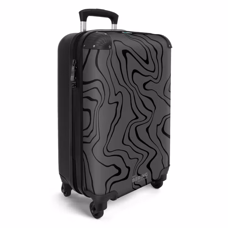 Grijze achtergrond met abstracte zwarte lijnen NBS - Handbagage koffer - Unisex middel -productfoto_3d