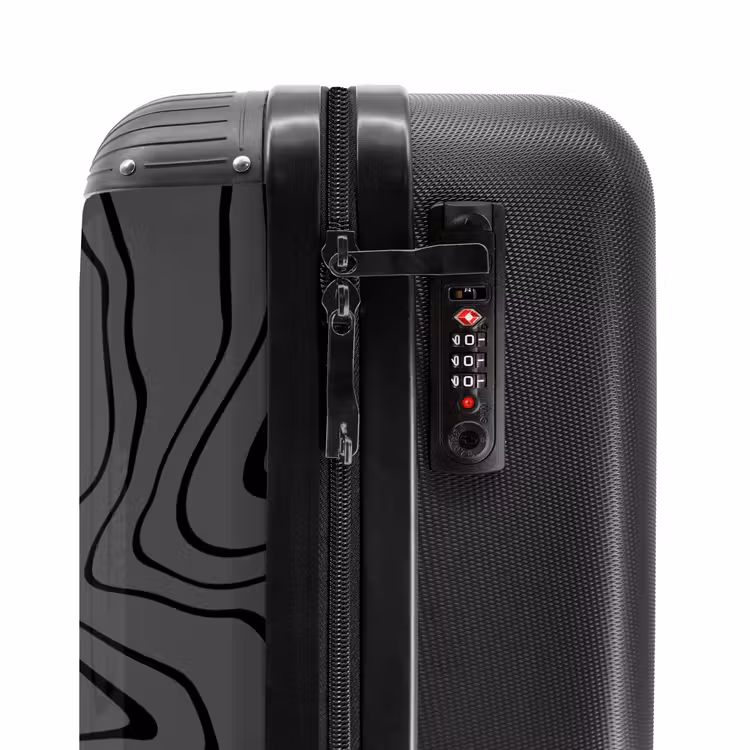 Grijze achtergrond met abstracte zwarte lijnen NBS - Handbagage koffer - Unisex middel -slot