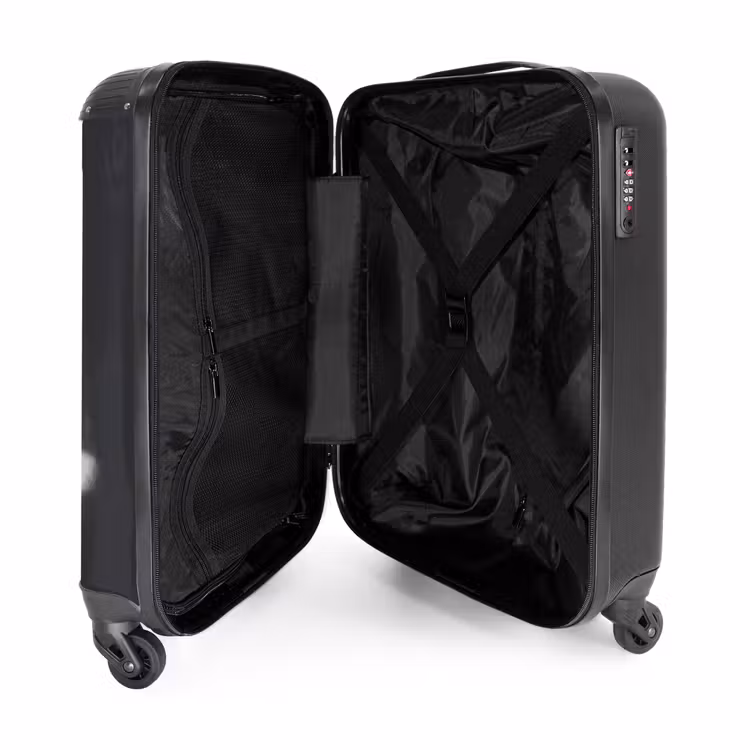 Grijze auto met grijze vlammen NBS - Handbagage koffer - Unisex middel -binnenkant