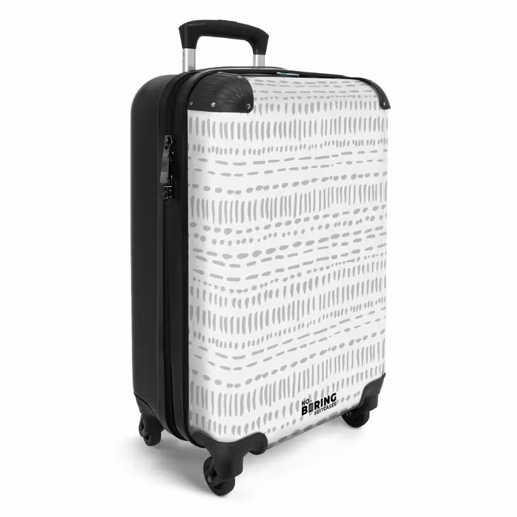 Grijs stippelstrepenmotief NBS - Handbagage koffer - Volwassenen Unisex middel -productfoto_3d