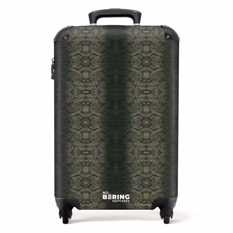 Grijs groene slangenhuid met symmetrische schubstructuur NBS - Handbagage koffer - Volwassenen Unisex middel -productfoto_recht