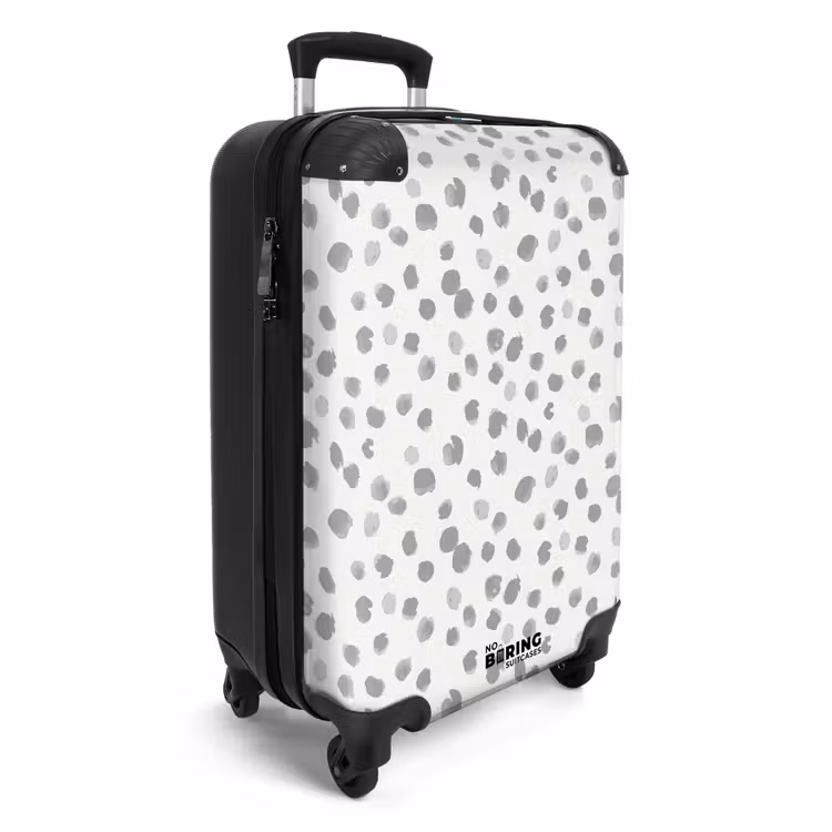 Grijze verfspatten op een gebroken wit NBS - Handbagage koffer - Volwassenen Unisex middel -productfoto_3d