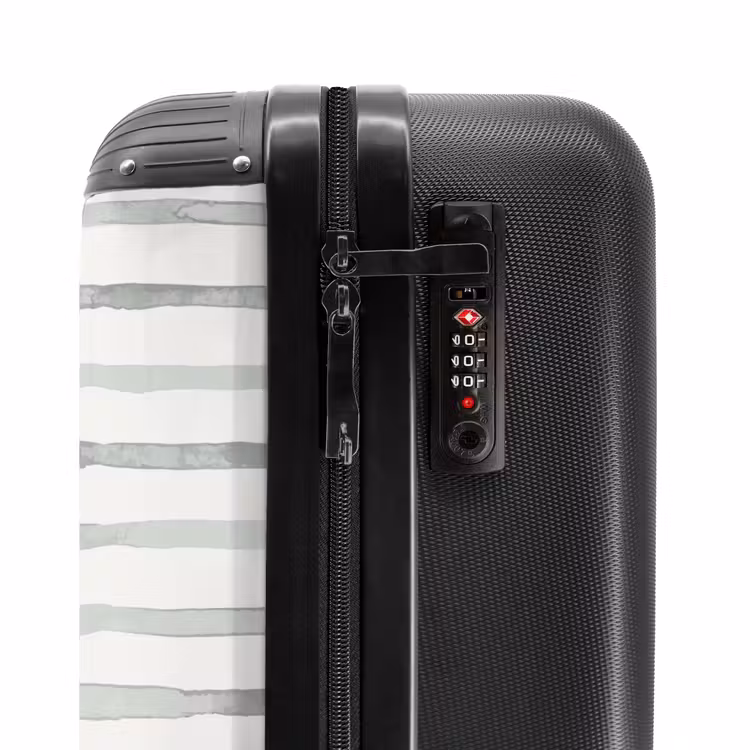 Grijze aquarelstrepen op wit NBS - Handbagage koffer - Volwassenen Unisex middel -slot
