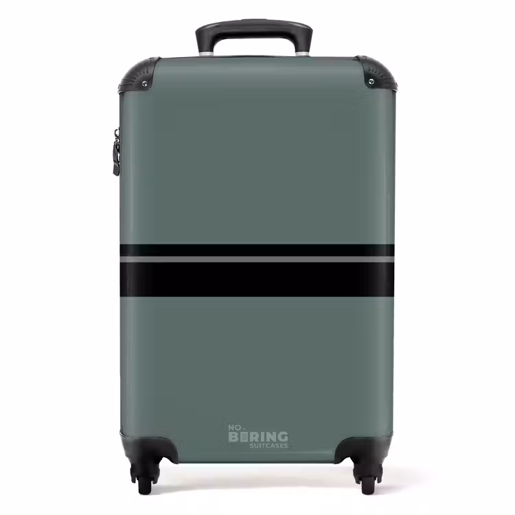 Groene achtergrond met dubbele horizontale strepen NBS - Handbagage koffer - Volwassenen Unisex middel -productfoto_recht