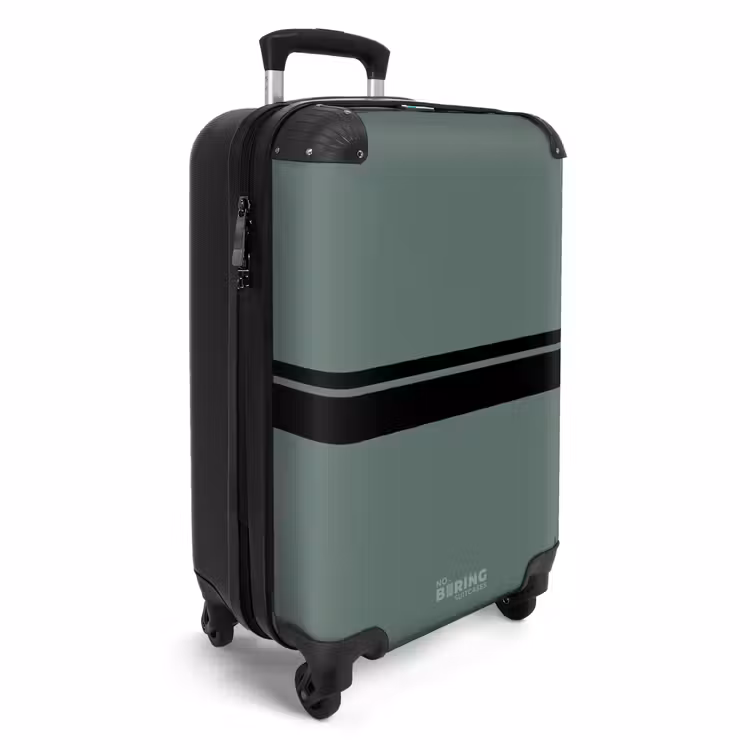 Groene achtergrond met dubbele horizontale strepen NBS - Handbagage koffer - Volwassenen Unisex middel -productfoto_3d