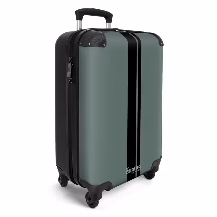 Groene achtergrond met dubbele verticale strepen NBS - Handbagage koffer - Volwassenen Unisex middel -productfoto_3d