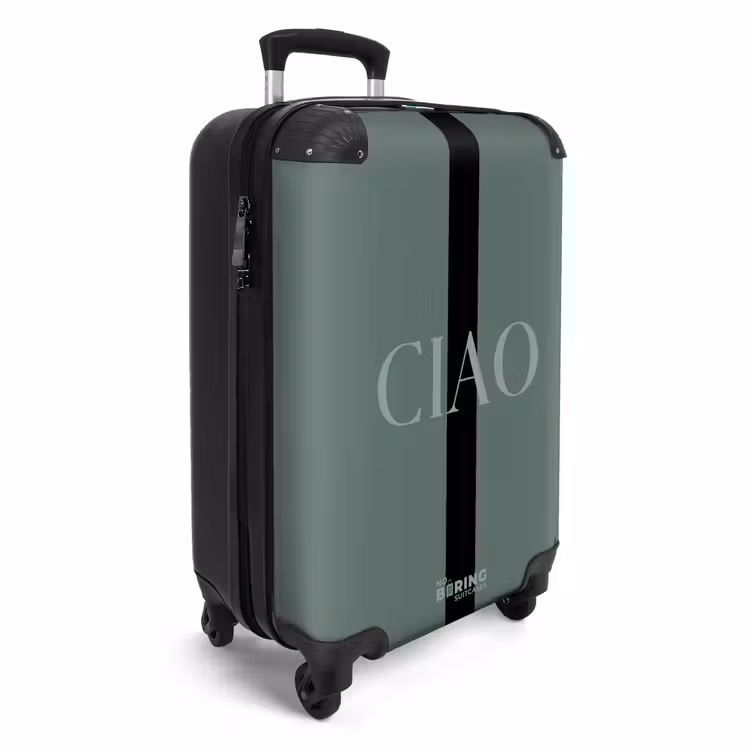 Groene achtergrond met tekst CIAO NBS - Handbagage koffer - Volwassenen Unisex middel -productfoto_3d