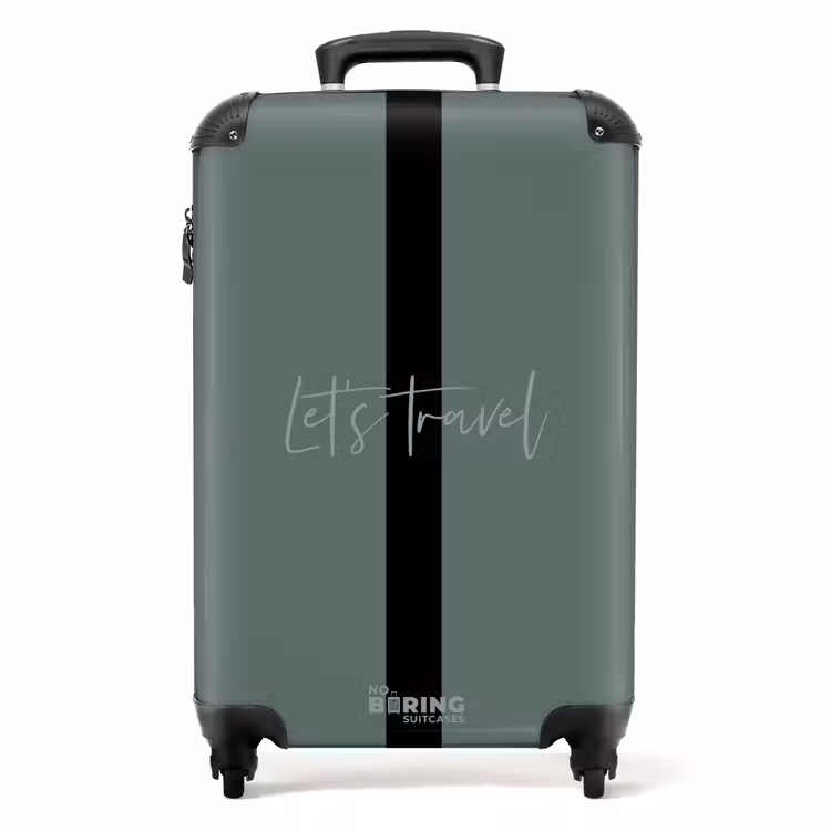 Groene achtergrond met tekst Let’s Travel NBS - Handbagage koffer - Volwassenen Unisex middel -productfoto_recht