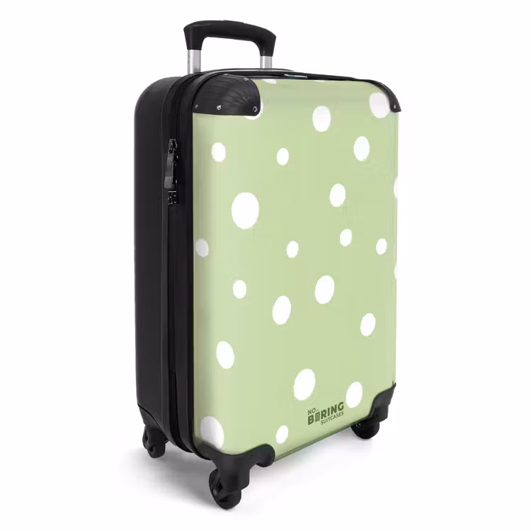 Groene achtergrond met witte stippen NBS - Handbagage koffer - Unisex middel -productfoto_3d