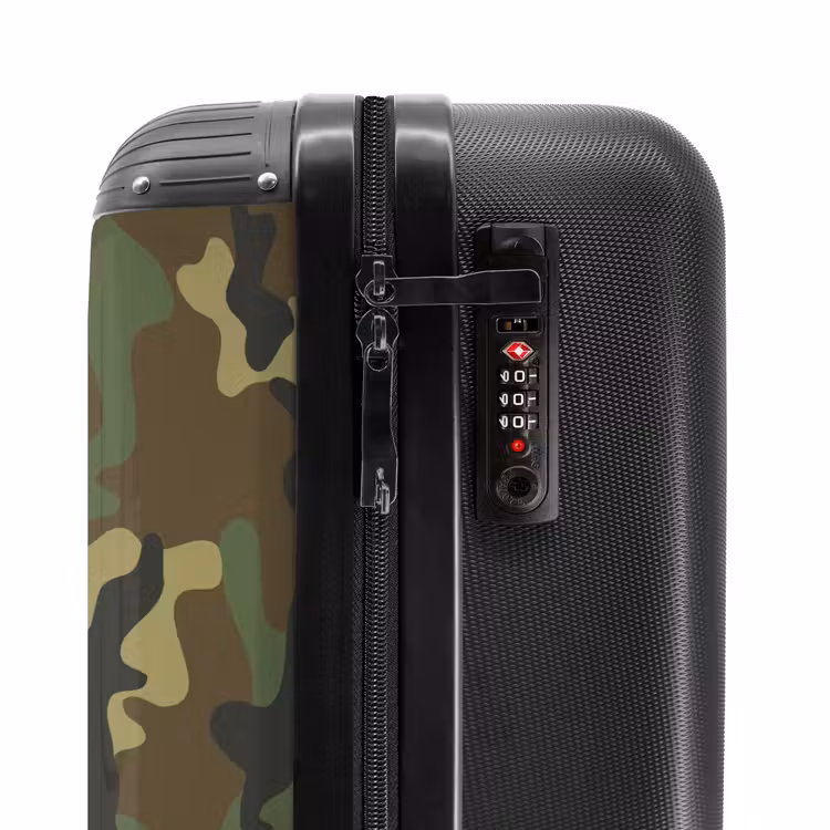 Groene camouflage met zandkleur NBS - Handbagage koffer - Unisex middel -slot