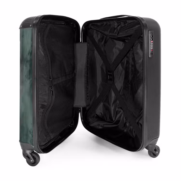Groene betonlook met zwarte streep NBS - Handbagage koffer - Volwassenen Unisex middel -binnenkant