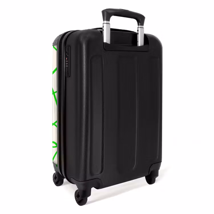 Groene krullijnen op beige NBS - Handbagage koffer - Volwassenen Unisex middel -achterkant