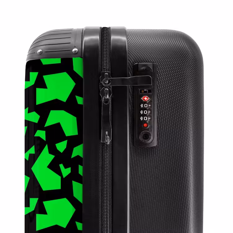 Groene fragmenten op zwart NBS - Handbagage koffer - Volwassenen Unisex middel -slot