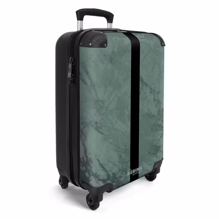 Groene marmerlook met zwarte verticale baan NBS - Handbagage koffer - Volwassenen Unisex middel -productfoto_3d