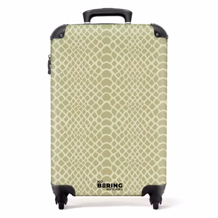 Beige slangenhuidmotief met symmetrisch patroon NBS - Handbagage koffer - Volwassenen Unisex middel -productfoto_recht
