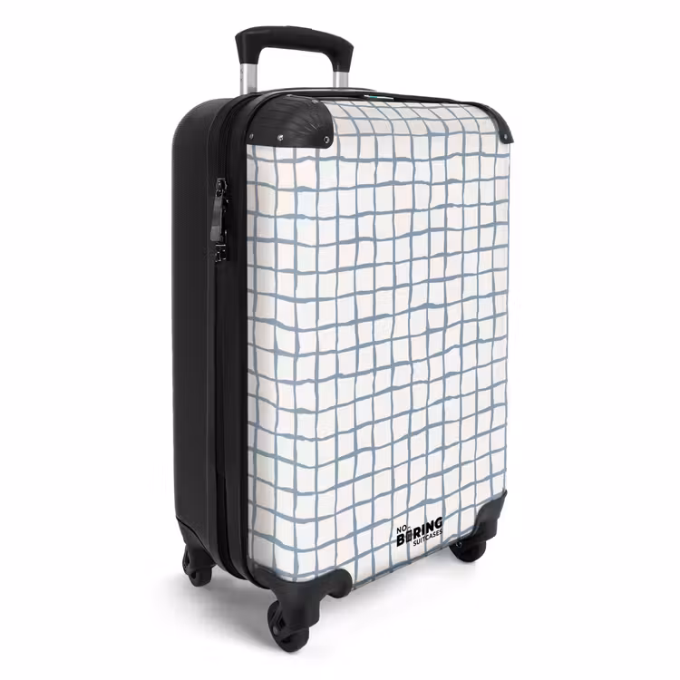 Handgetekend blauw raster met zachte hoeken NBS - Handbagage koffer - Volwassenen Unisex middel -productfoto_3d