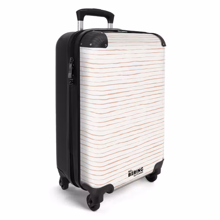 Onregelmatige terracottalijnen op lichtbeige ondergrond NBS - Handbagage koffer - Volwassenen Unisex middel -productfoto_3d