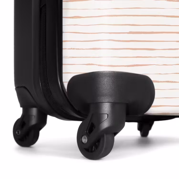 Onregelmatige terracottalijnen op lichtbeige ondergrond NBS - Handbagage koffer - Volwassenen Unisex middel -wiel