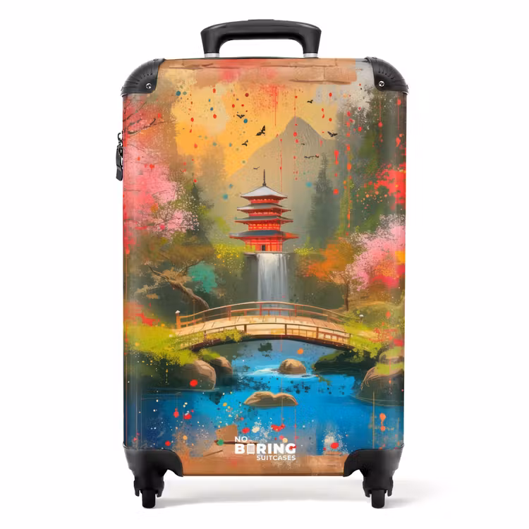 Japanse tuin in graffiti stijl NBS - Handbagage koffer - Unisex middel -productfoto_recht