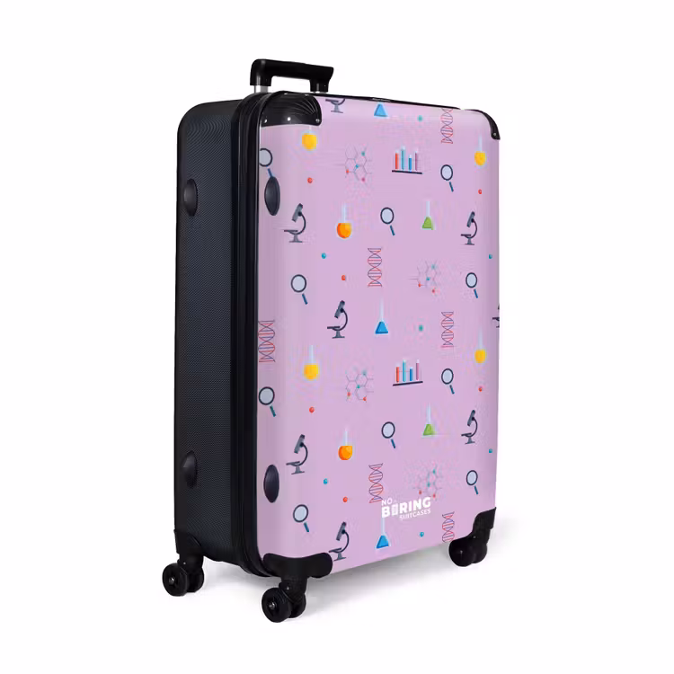Laboratorium en wetenschapspatroon op paarse achtergrond NBS - Large koffer - Volwassenen Unisex groot -product1
