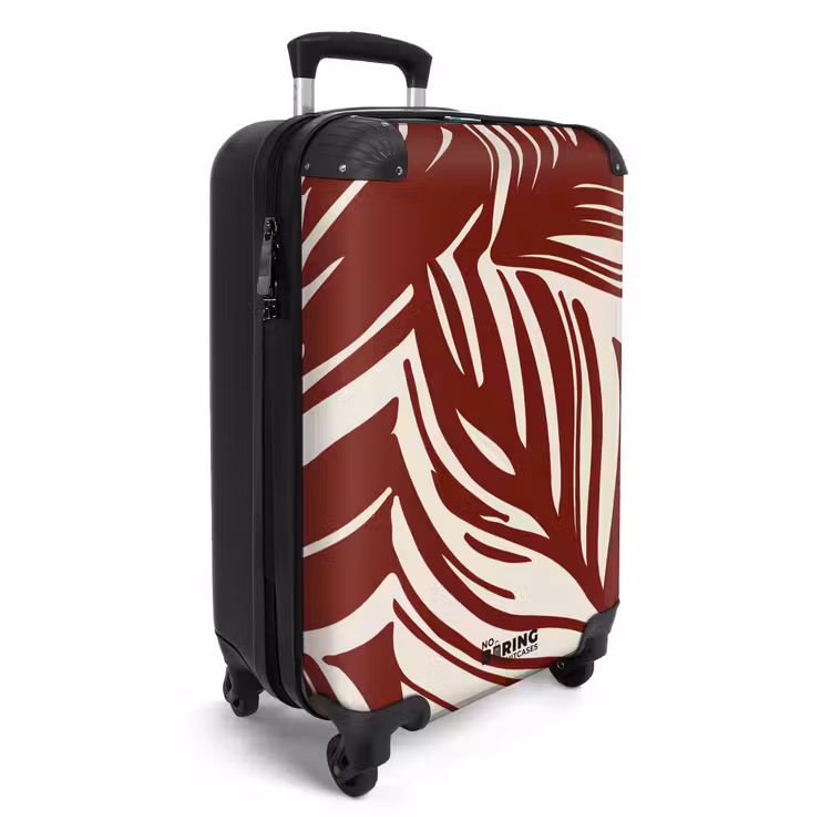 Grote bladeren in rood met beige NBS - Handbagage koffer - Unisex middel -productfoto_3d