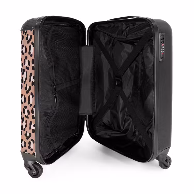 Luipaardpatroon op warm roze NBS - Handbagage koffer - Volwassenen Unisex middel -binnenkant