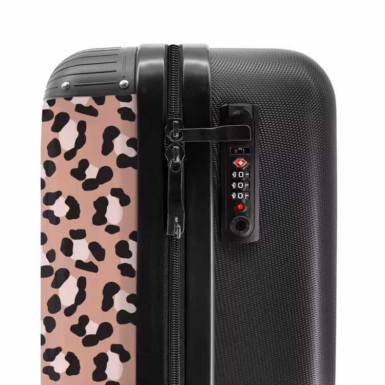 Luipaardpatroon op warm roze NBS - Handbagage koffer - Volwassenen Unisex middel -slot