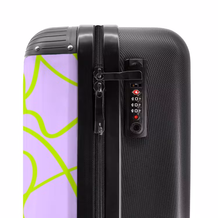 Limoengroene lijnen op lila NBS - Handbagage koffer - Volwassenen Unisex middel -slot