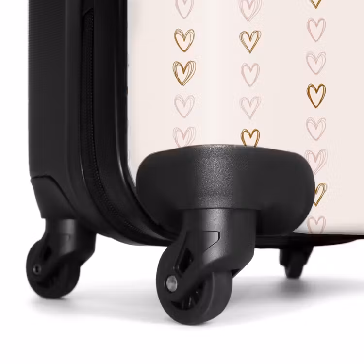 Lijnhartjes op beige NBS - Handbagage koffer - Volwassenen Unisex middel -wiel