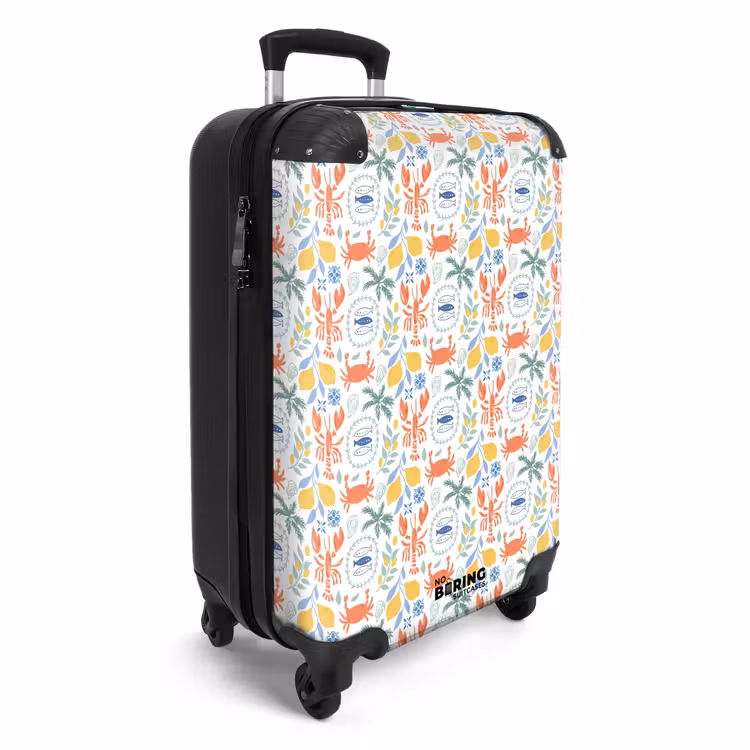 Kreeft en citroen patroon kleurrijk NBS - Handbagage koffer - Volwassenen Unisex middel -productfoto_3d