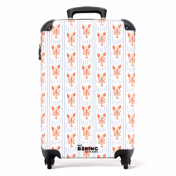Kreeft met strepen patroon blauw NBS - Handbagage koffer - Volwassenen Unisex middel -productfoto_recht