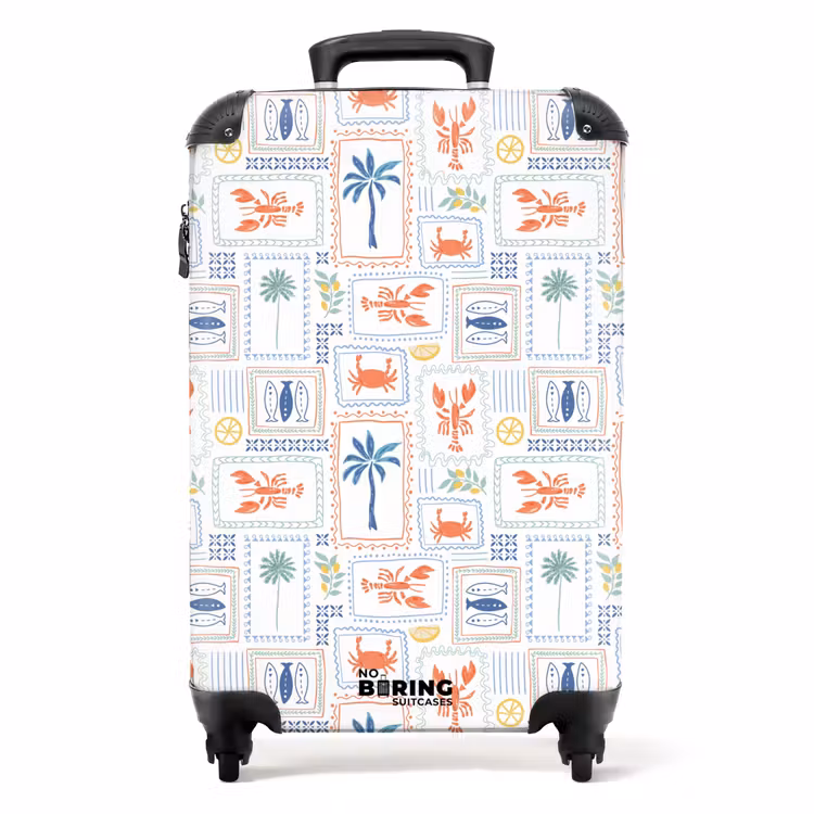 Kreeft met zomer patroon kleurrijk NBS - Handbagage koffer - Volwassenen Unisex middel -productfoto_recht