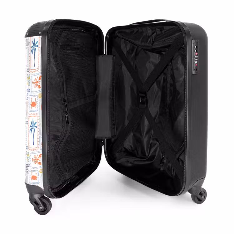 Kreeft met zomer patroon kleurrijk NBS - Handbagage koffer - Volwassenen Unisex middel -binnenkant