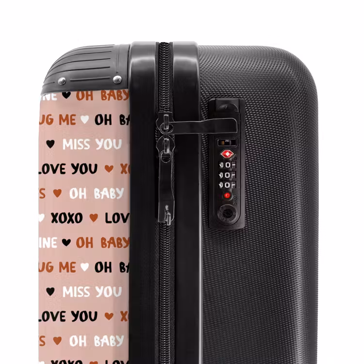 Liefdeswoorden op lichtroze NBS - Handbagage koffer - Volwassenen Unisex middel -slot