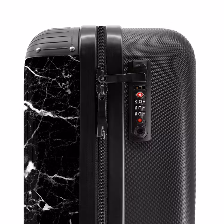 Marmer - Letter B - Zwart - Marmer print NBS - Handbagage koffer - Unisex middel -slot