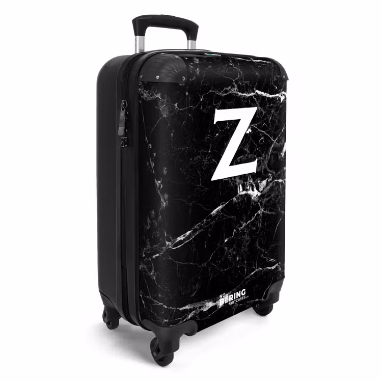 Marmer look - Letter Z - Zwart NBS - Handbagage koffer - Unisex middel -productfoto_3d