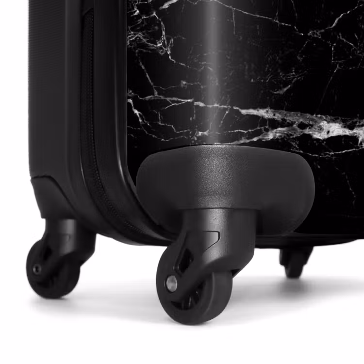 Marmer print - Zwart - Letter Q NBS - Handbagage koffer - Unisex middel -wiel