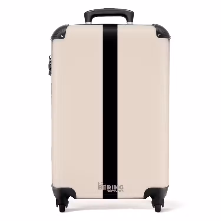 Minimal - Beige met zwarte streep NBS - Handbagage koffer - Unisex middel -productfoto_recht