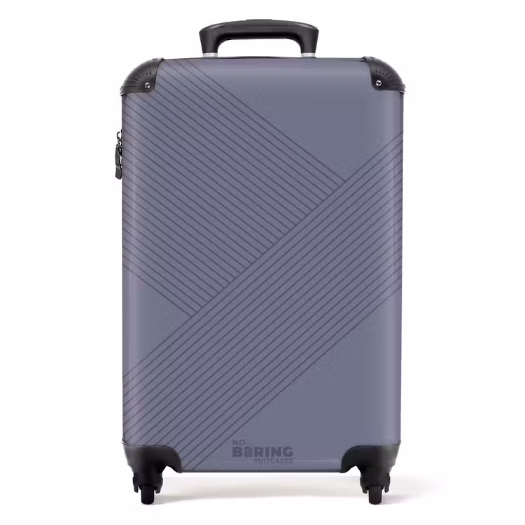 Minimal - Kruisende lijnen op grijsblauw NBS - Handbagage koffer - Unisex middel -productfoto_recht
