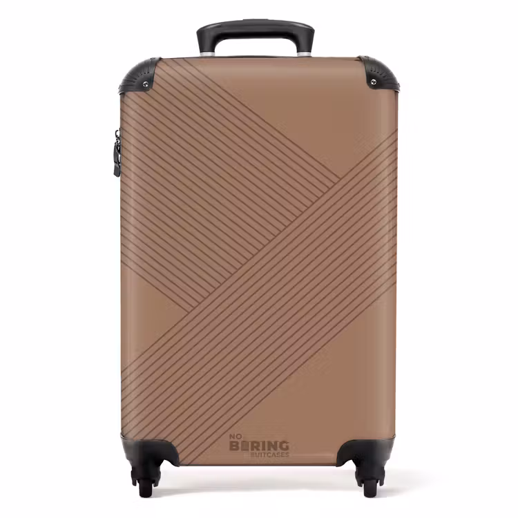 Minimal - Kruisende lijnen op warm bruin NBS - Handbagage koffer - Unisex middel -productfoto_recht