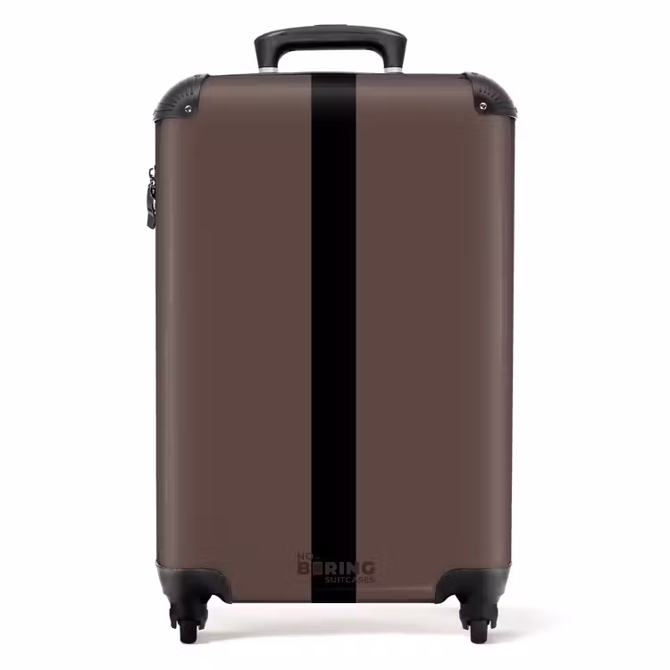 Minimal - Donkerbruin met zwarte streep NBS - Handbagage koffer - Unisex middel -productfoto_recht