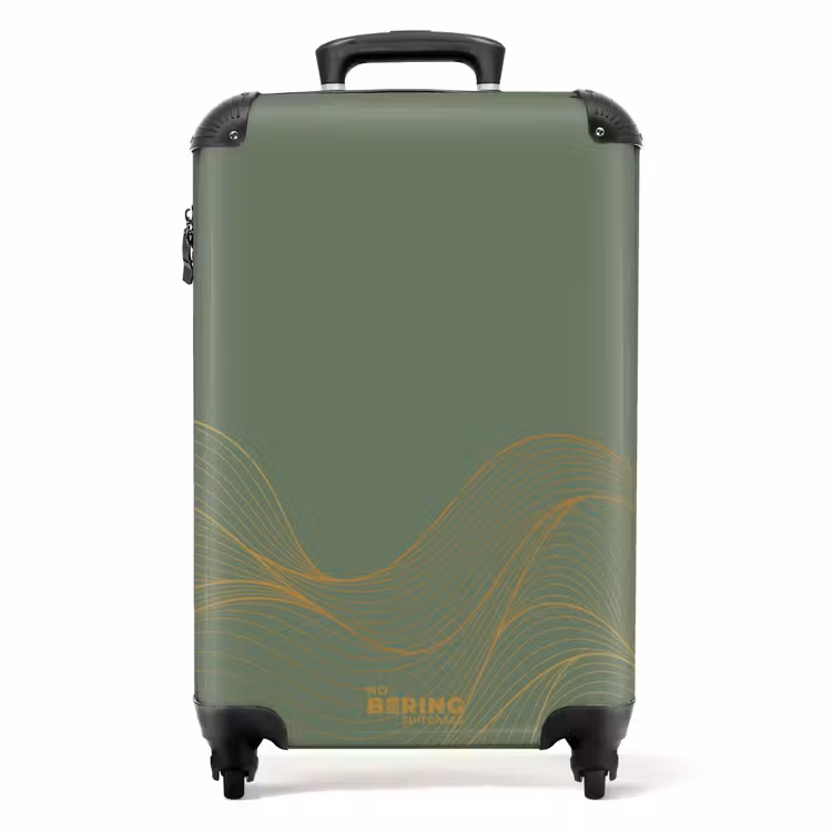 Minimal - Grijsgroen met gouden golven NBS - Handbagage koffer - Unisex middel -productfoto_recht